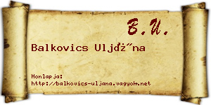 Balkovics Uljána névjegykártya